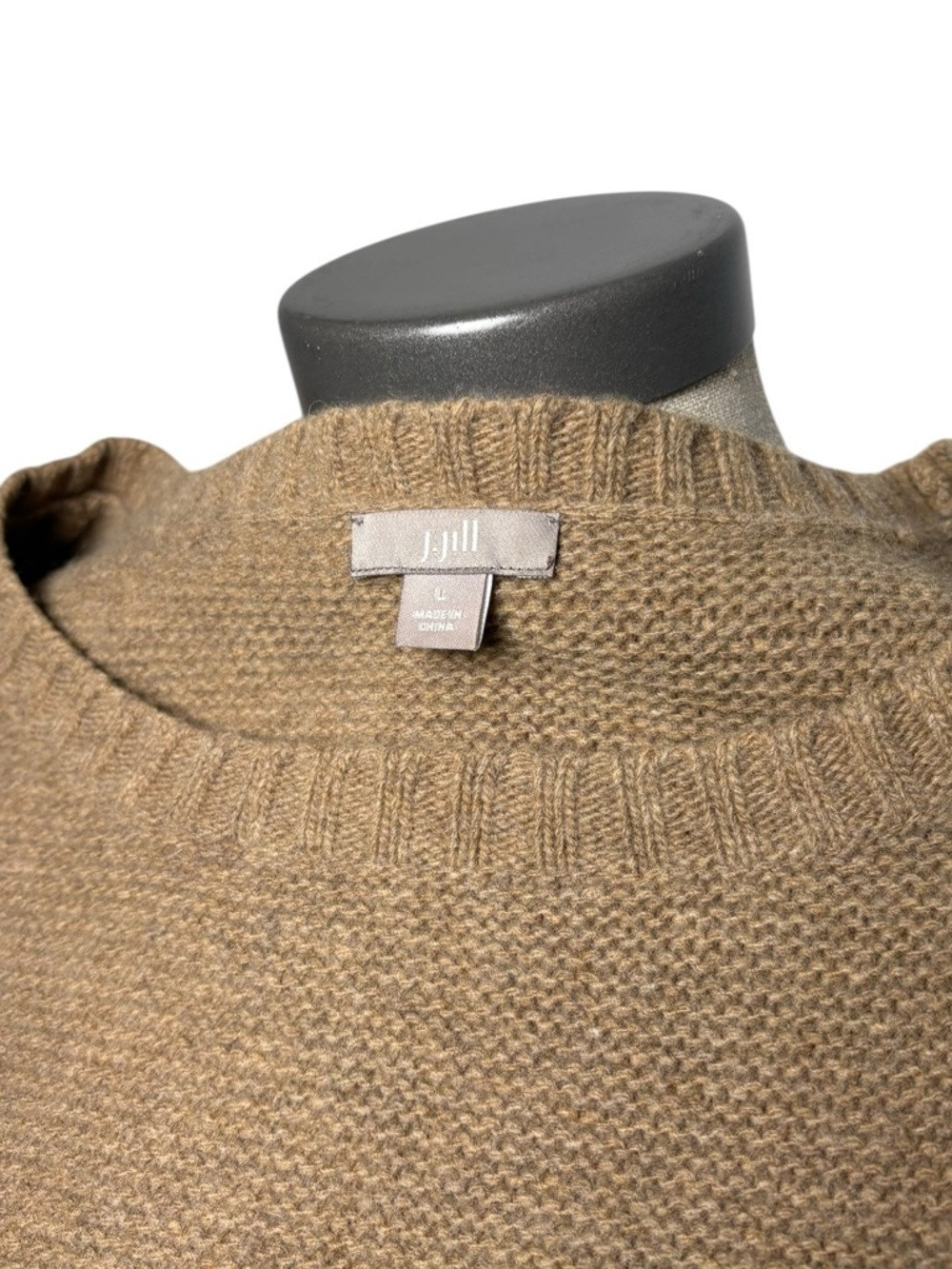J.Jill Brown Tan Wool Blend Oversized Sweater Cozy Minimalist Large - Picture 5 of 6